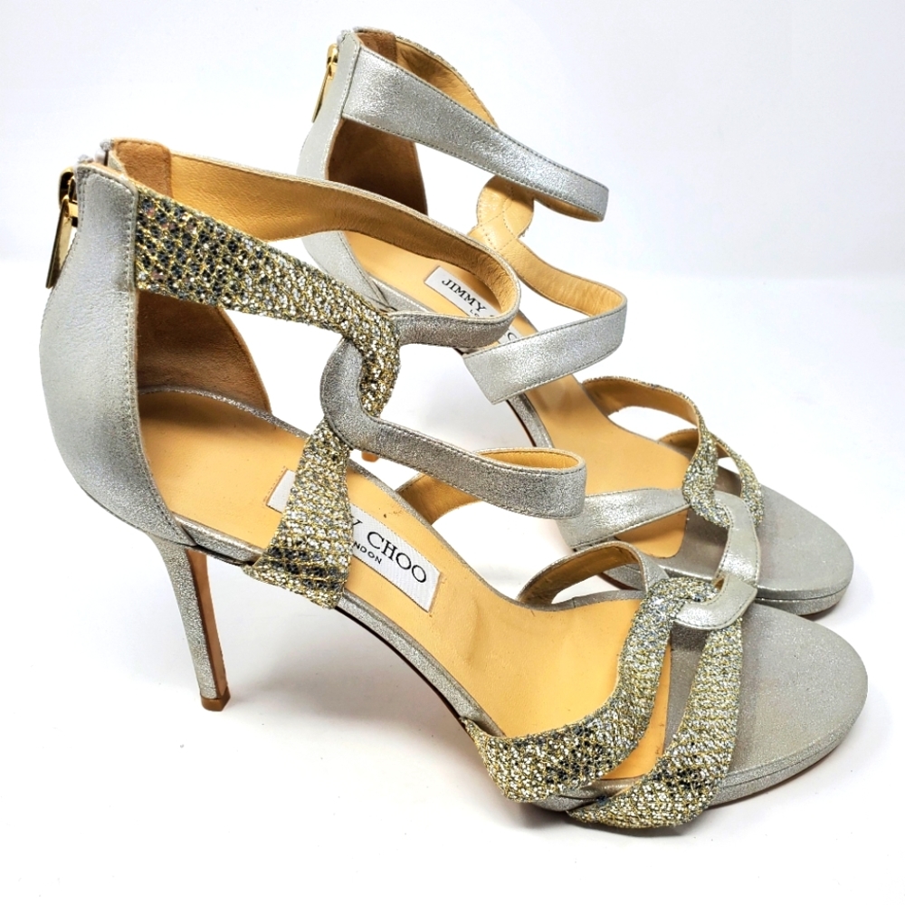 Jimmy Choo Silver Suede Pumps
